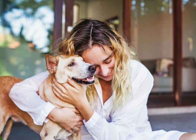 girl and dog